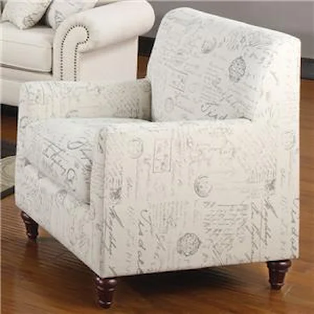 Accent Arm Chair with French Script Pattern